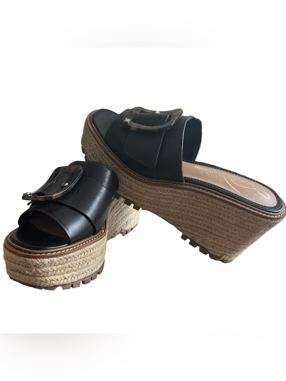 Sam Edelman Black platform jute Sandals with Buckle Sz9 / 39